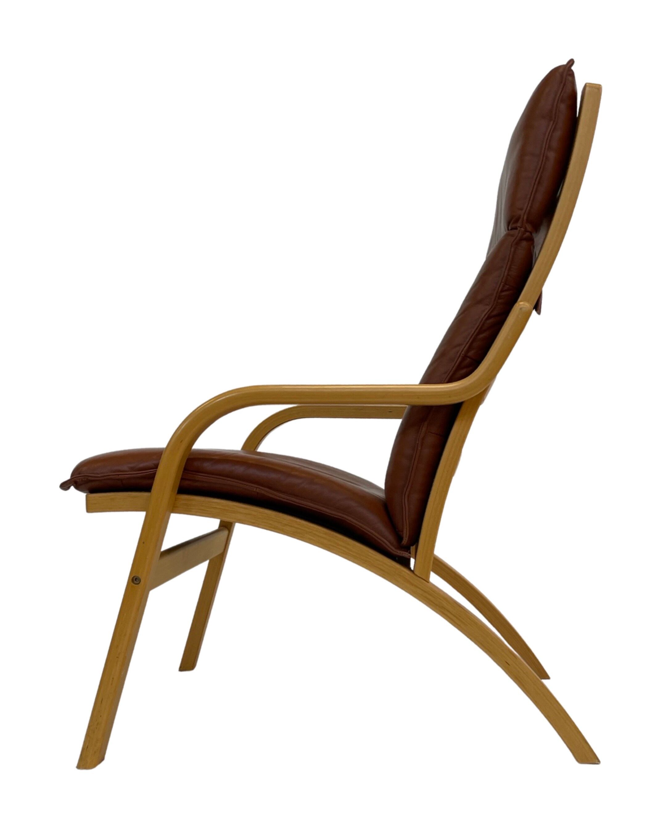 Vintage Danish armchair cognac leather by Stouby