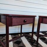 Pair of vintage rattan bedside tables