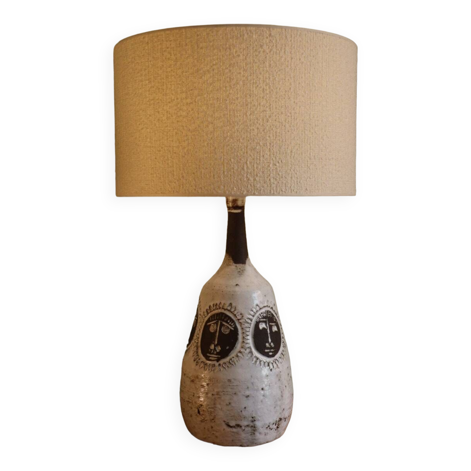 Enamelled ceramic table lamp by Albert Thiry, Vallauris 1960