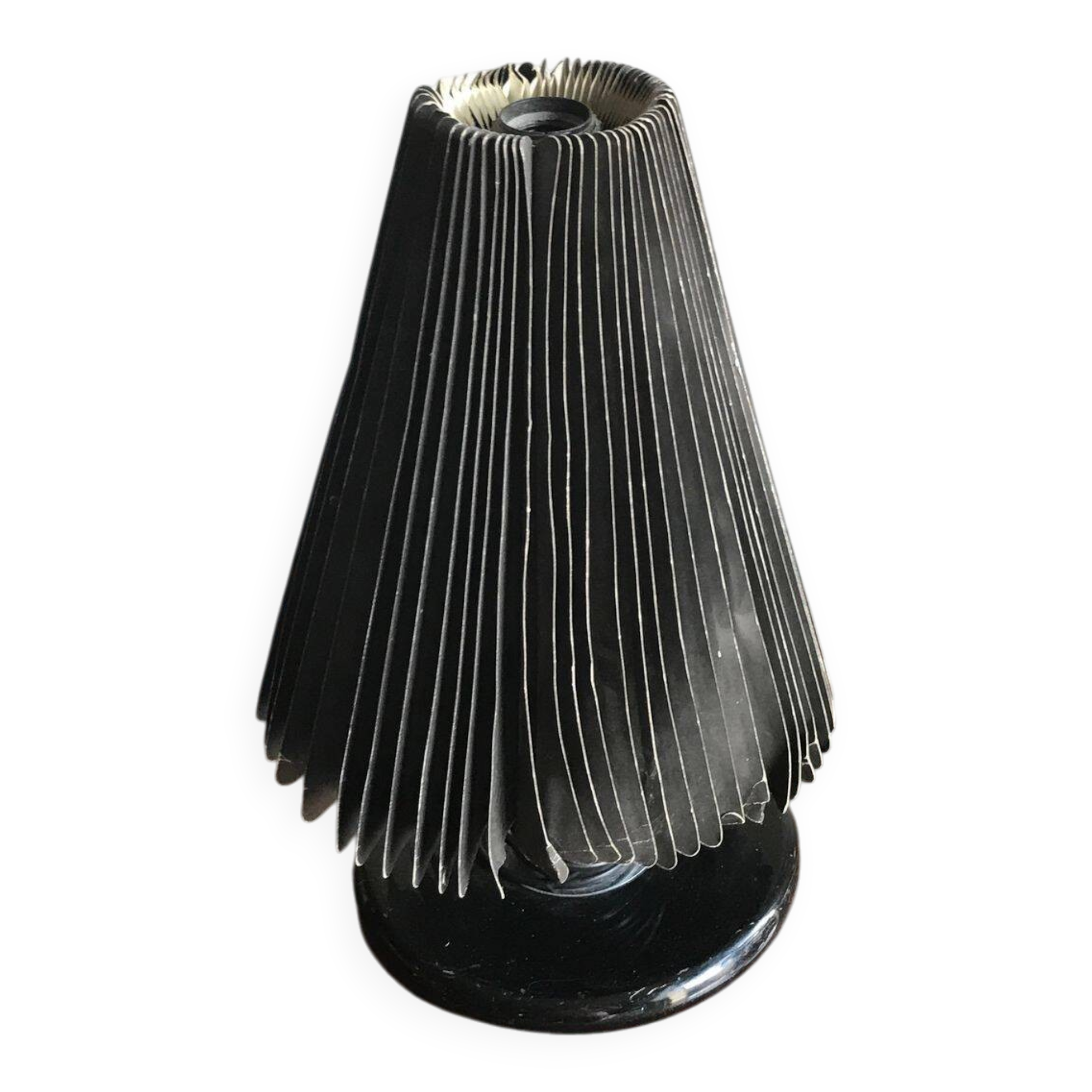 Black metal desk lamp with paper shade in Mid-Century style - 1950s, Czech Republic