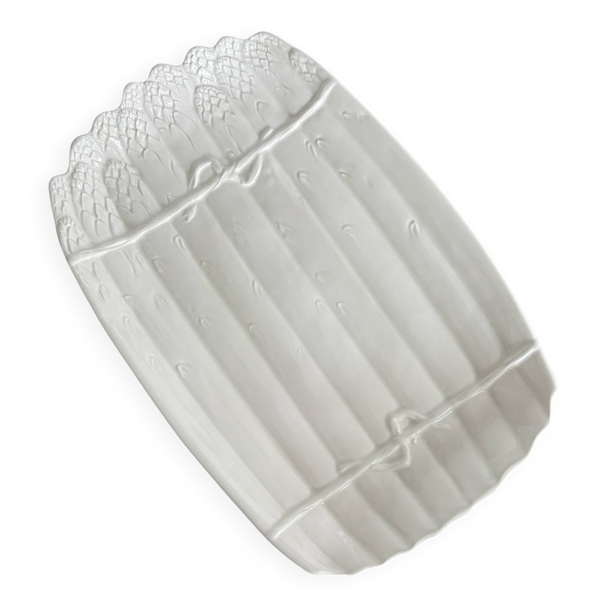 Vintage White Ceramic Asparagus Dish
