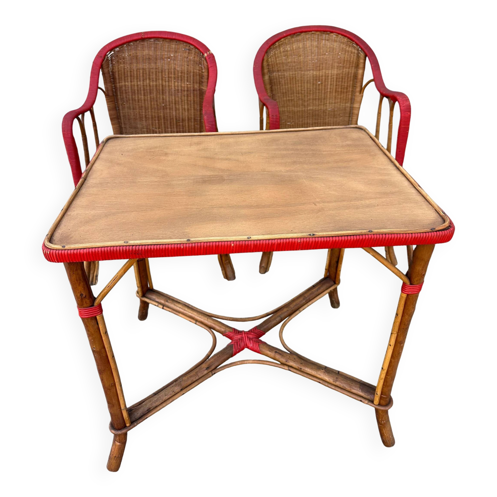 Salon de jardin en rotin vintage