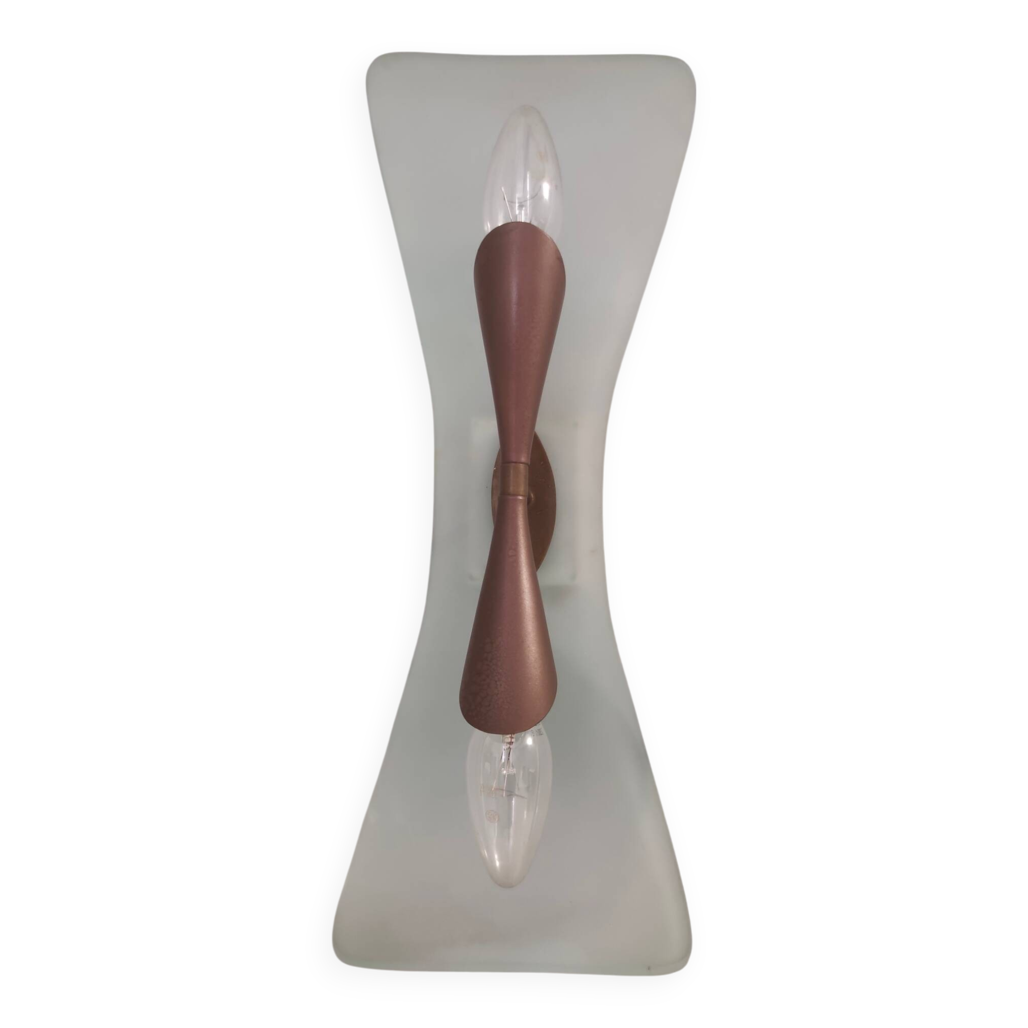 Vintage Brass and Etched and Curved Glass Wall Light ascribable to Fontana Arte