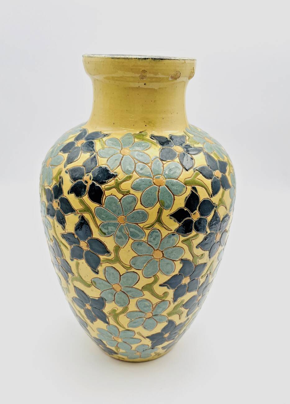 Glazed Savoyard pottery vase – floral decoration
