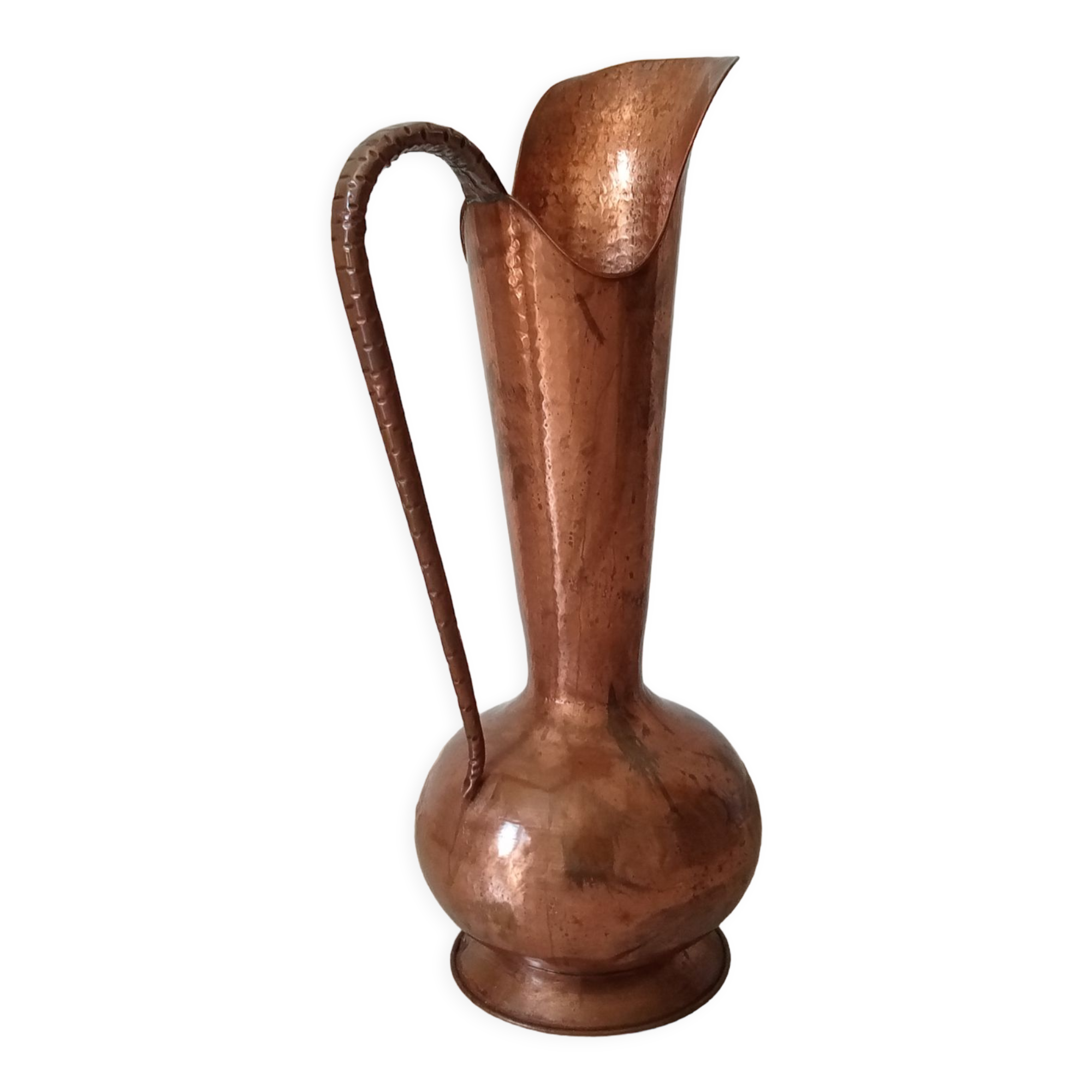 Old italian amphora vase in hammered copper