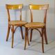 2 FISCHEL chairs, Art Deco 1938 bistro, wooden seat