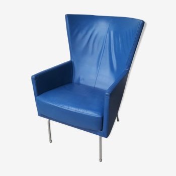 Futuristic vintage leather armchair in blue