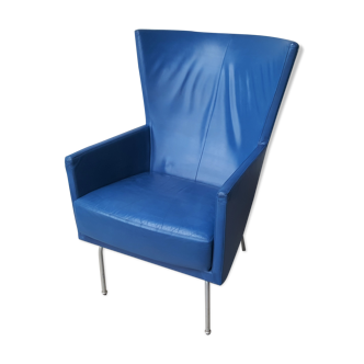 Futuristic vintage leather armchair in blue