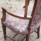 Rustic armchair with canvas tapestry 1900