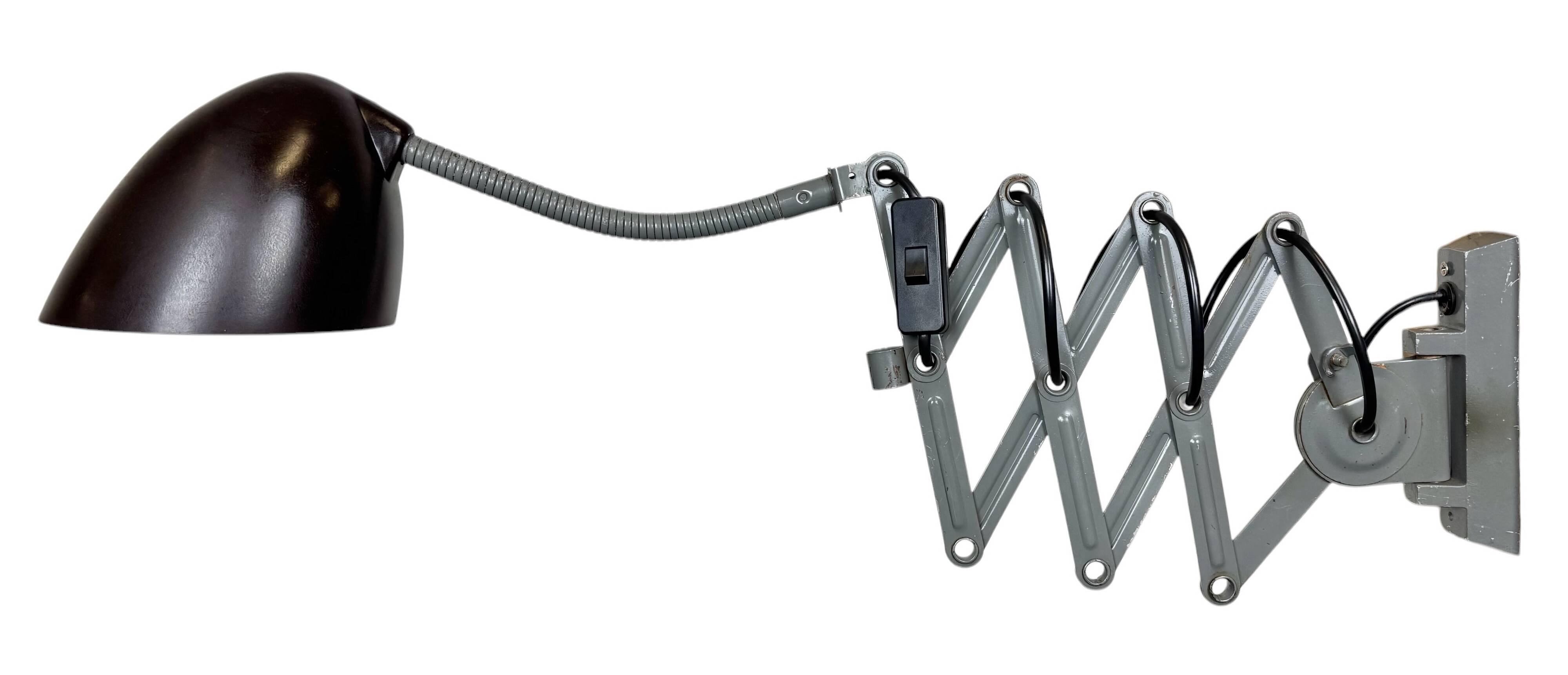 Grey Industrial Scissor Wall Lamp from Elektroinstala, 1960s