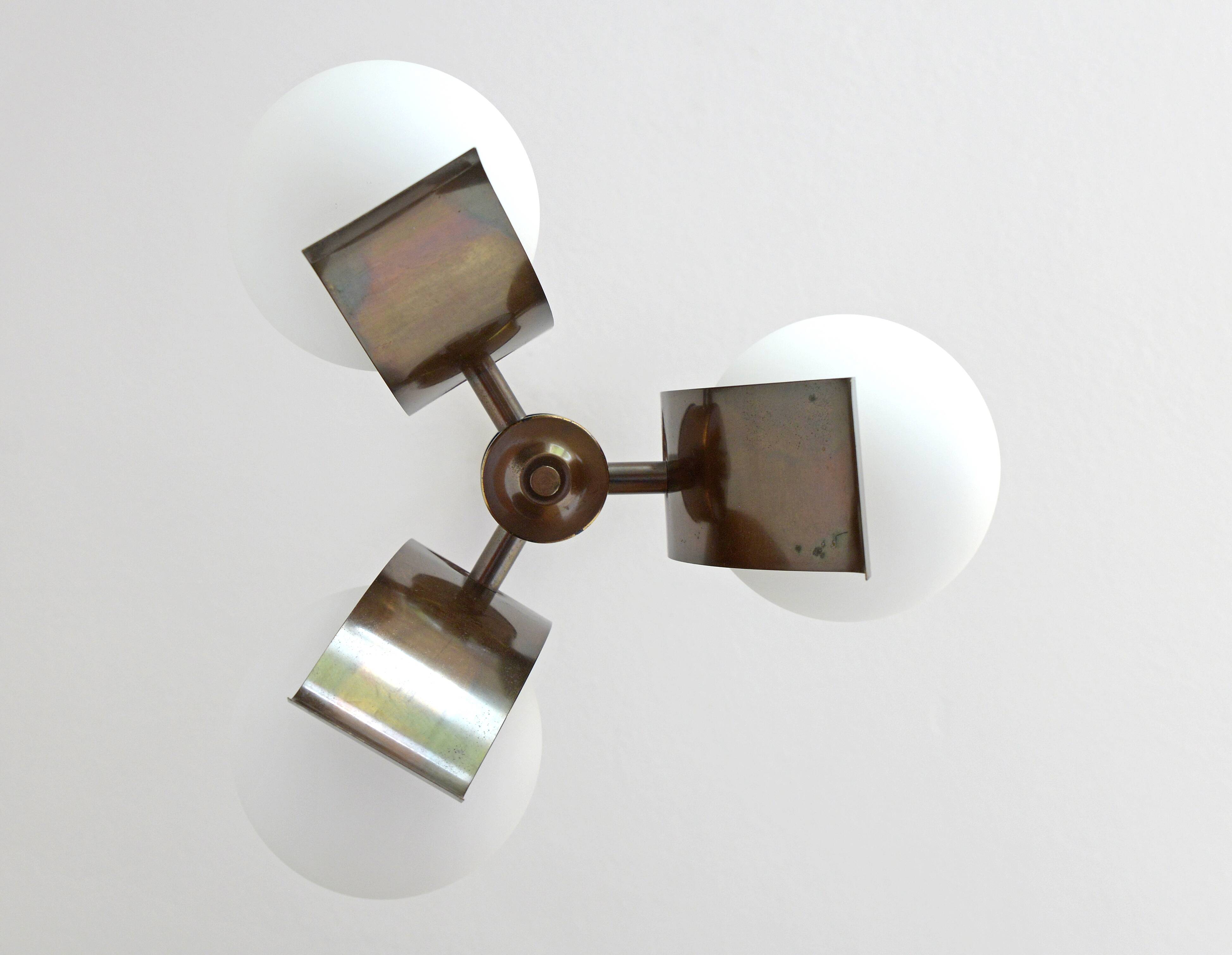 Vintage Pendant Light Yugoslavia 1970 Hanging Lamp Brutalist Copper Sputnik