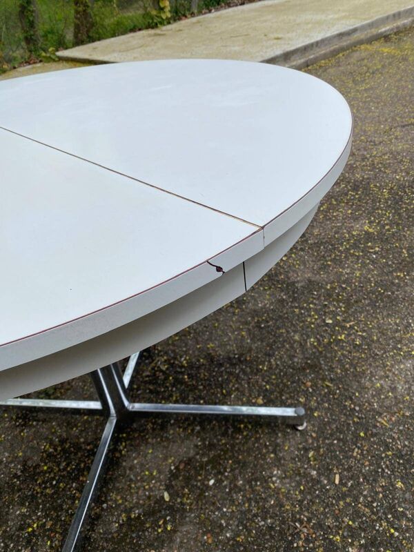 Table à manger blanche pied central tulipe extensible 100cm