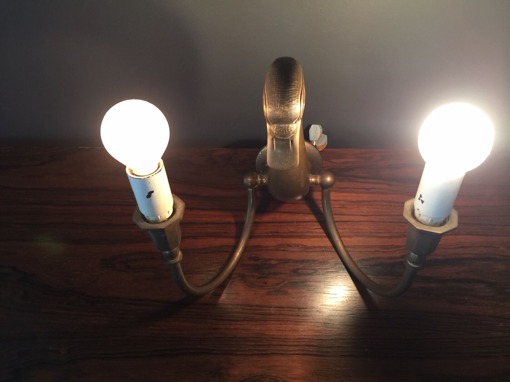 Pair d swans solid brass wall light