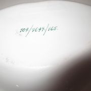Numbered decorated porcelain quarter dish for hors d'oeuvre or other