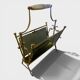 Exceptional magazine rack in brass, smoked glass and Onyx handle.