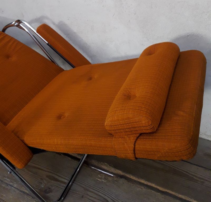 Deckchair Lama chrome vintage fabric