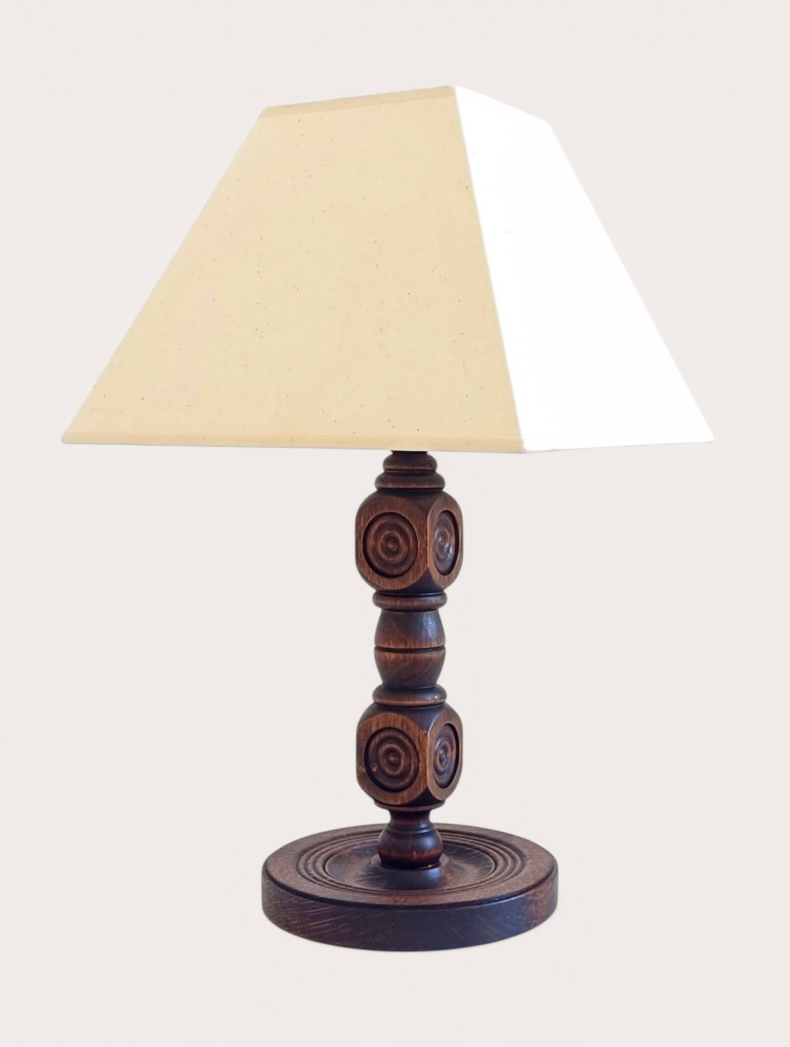 Art Deco Wood Table Lamp by Charles Dudouyt, France, 1930s