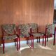 4 red lacquered zebra chairs