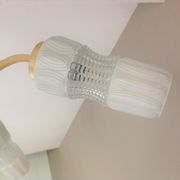 Four-burner chandelier in brass and two-tone glass Scandinavian style / vintage 60s-70s