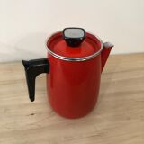 Red enamel coffee maker with filter