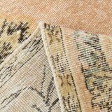 vintage beige orange turkish carpet 207x302 cm , wool hand made rug.