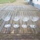4 Antique Glass Champagne Coupes with Ribbon Pattern
