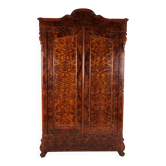 Armoire en pin du 19ème siècle avec placage en flamme