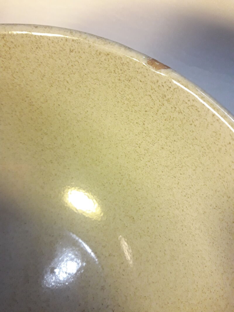 Sandstone salad bowl 23,5cm diameter vintage flat hollow
