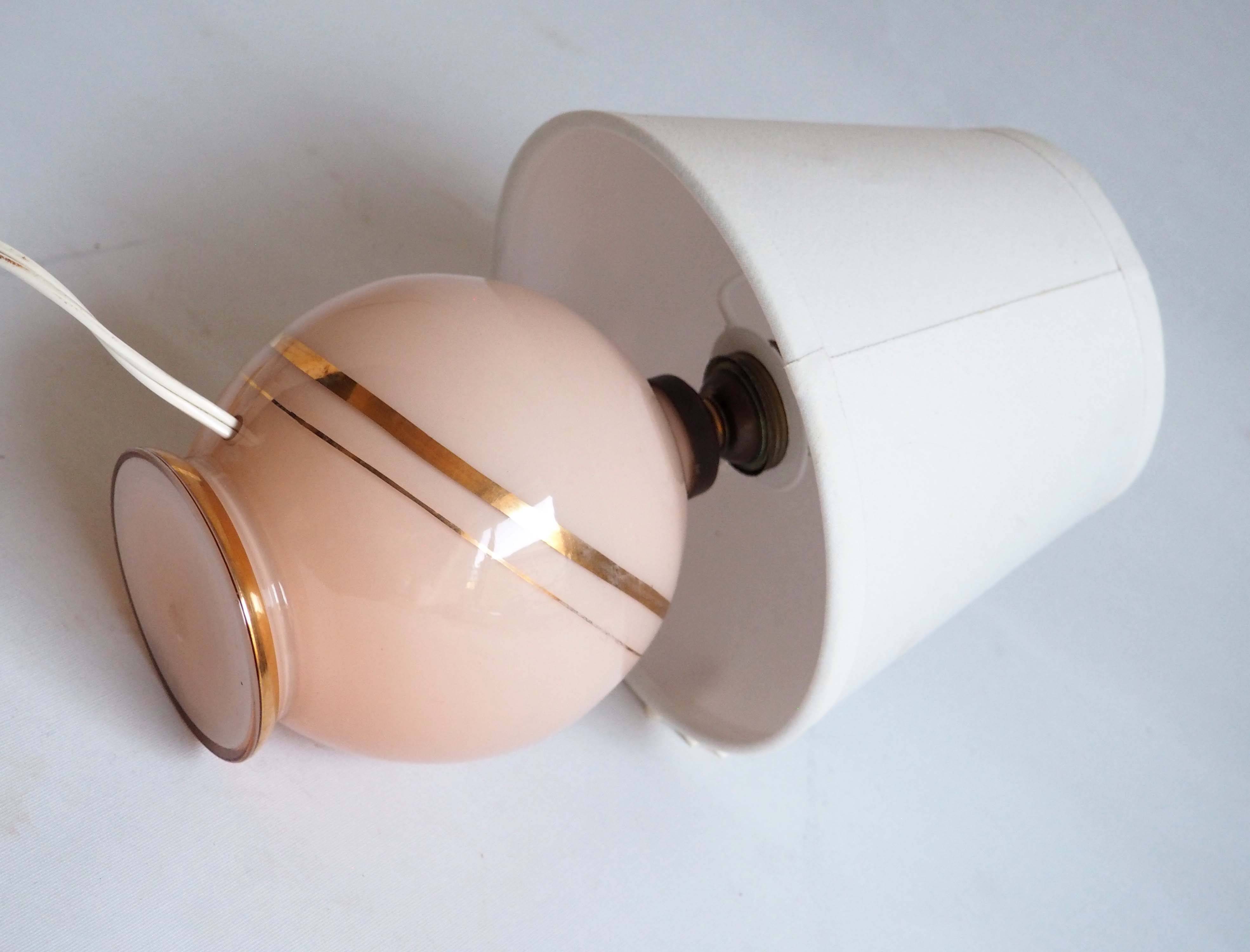 Small pink glass lamp