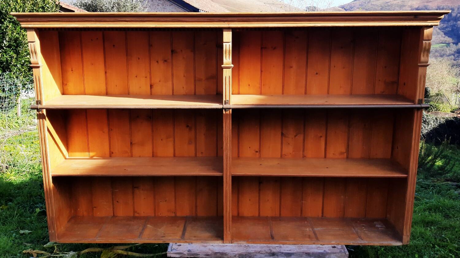 Pine bookcase (251 x 49 x height 288 cm)
