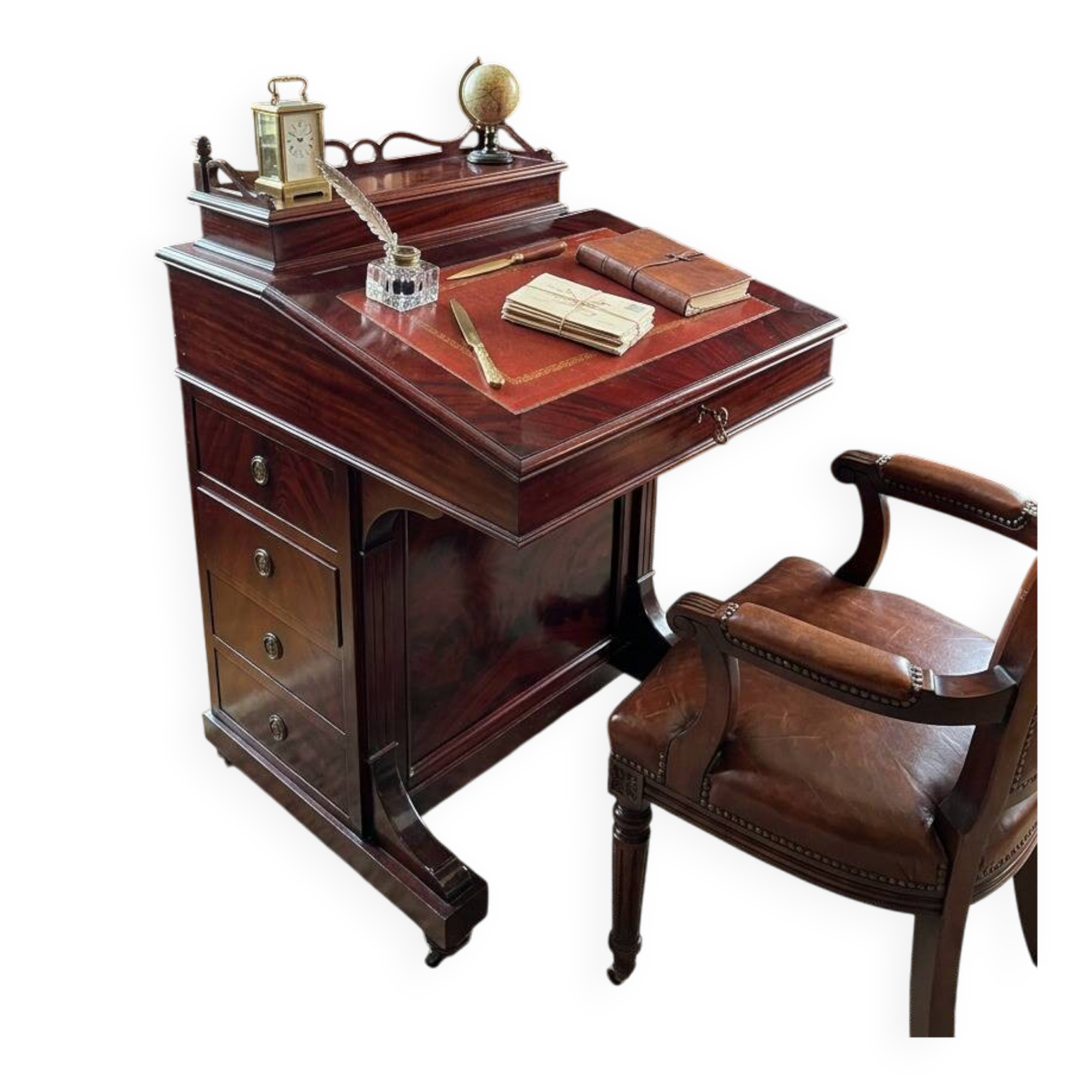 Élégant Bureau "Davenport" en Acajou
