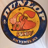 Old garage plate, enamelled in painted sheet metal, "Dunpy", Dunlop.