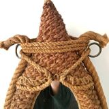 Audoux Minet vintage rope and leather designer mirror, 1950s