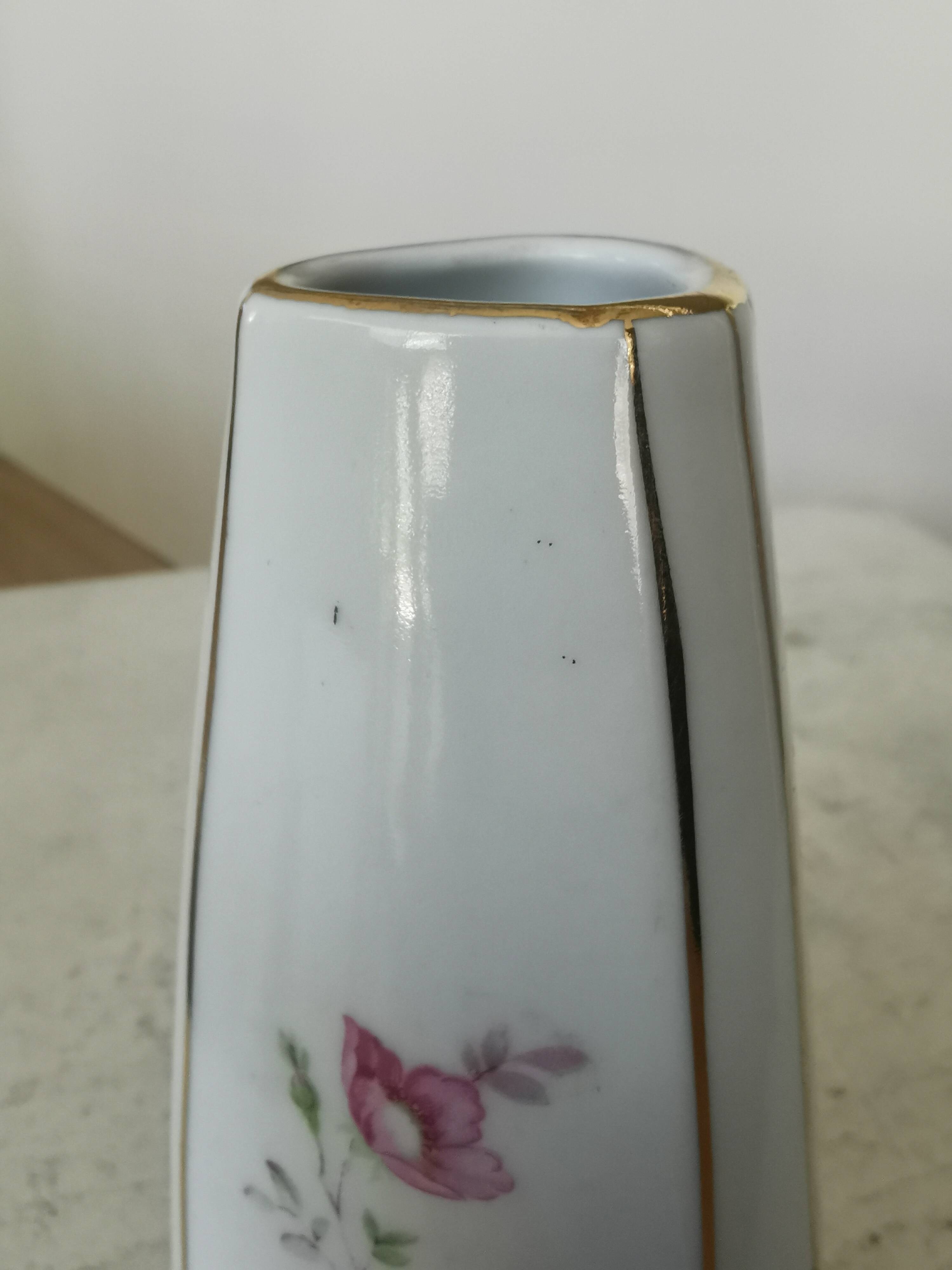Vase vintage Jugoporcelan : porcelaine florale yougoslave des années 1970
