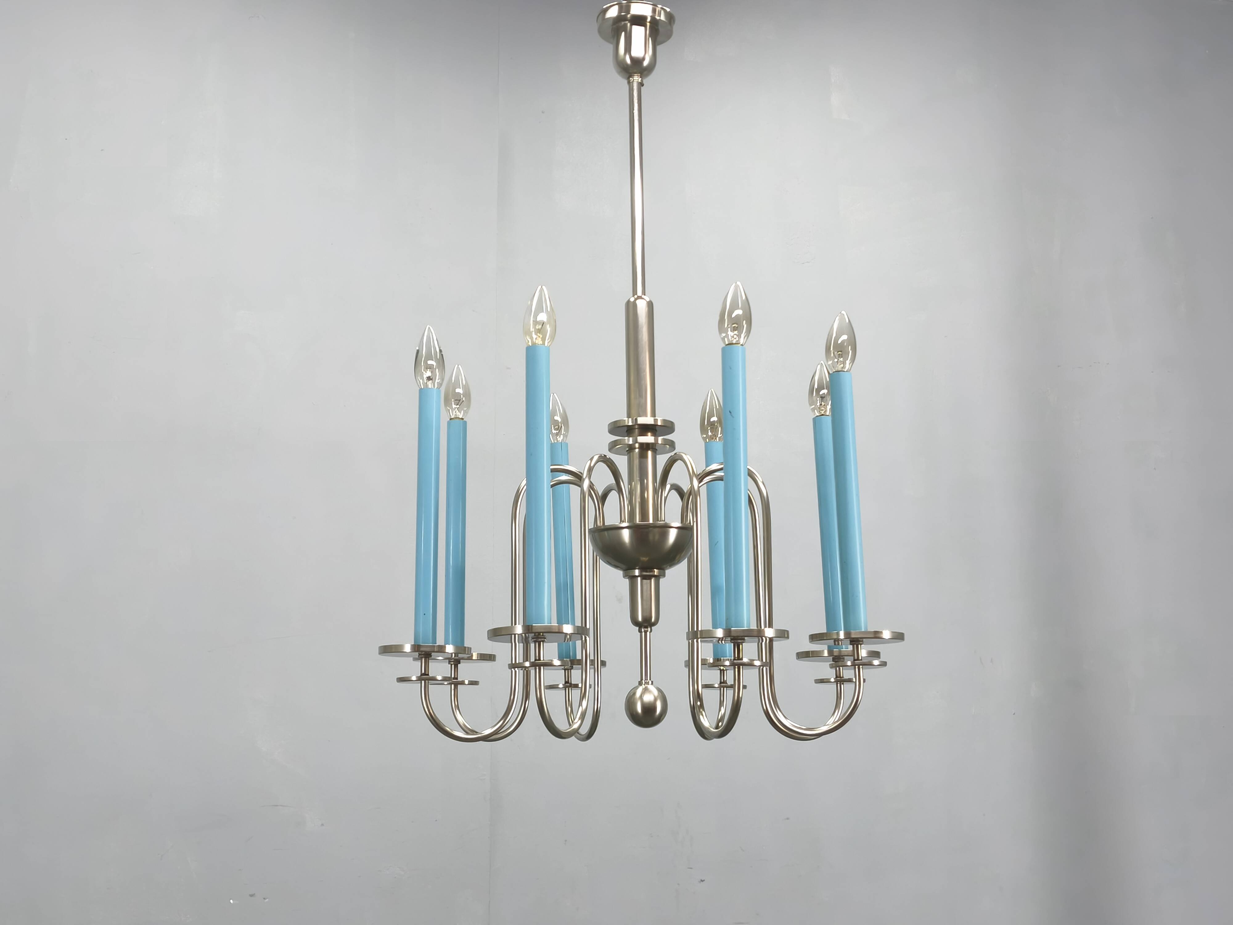 Art Deco Chandelier with Matching Sconces, Czechoslovakia 1930s