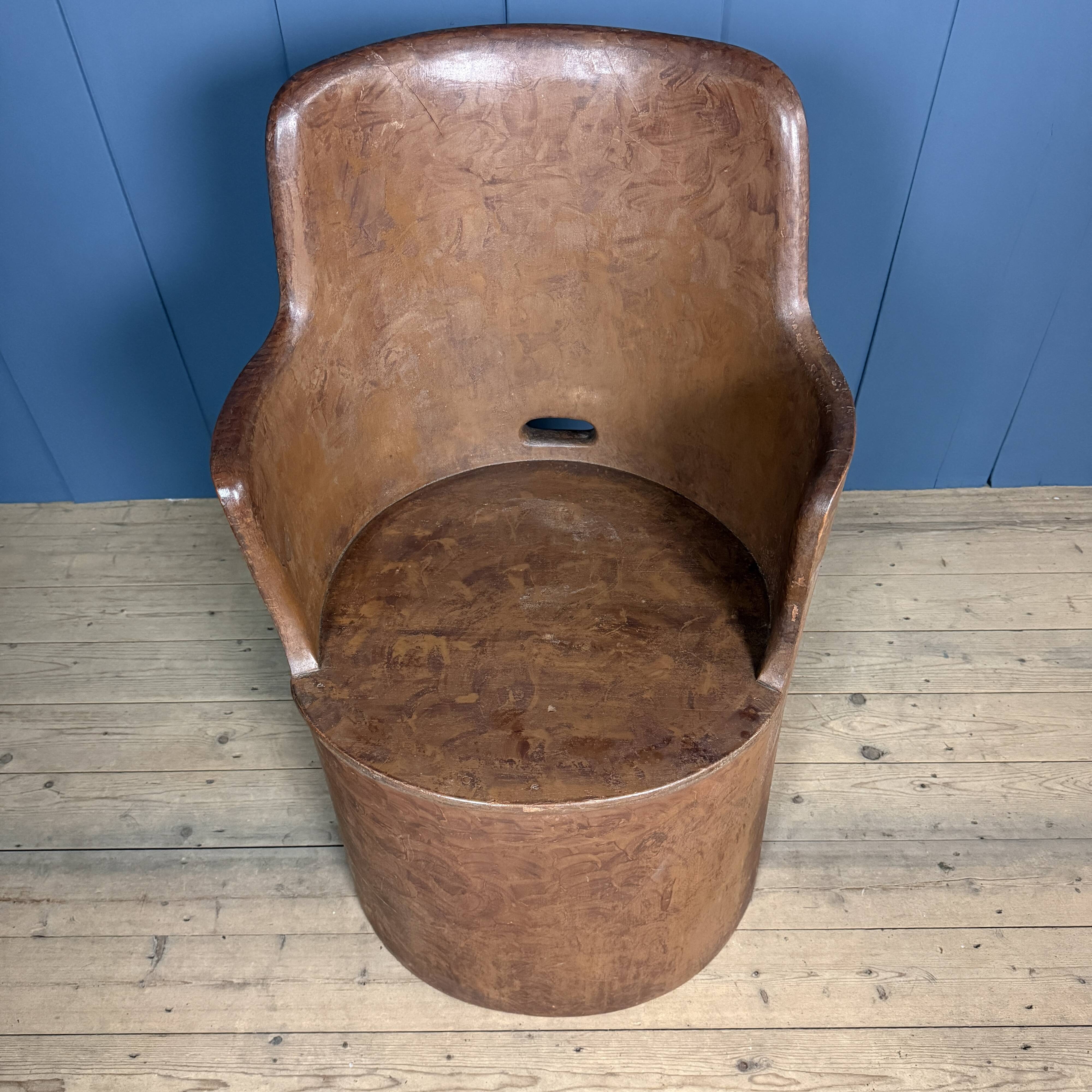 Old Swedish painted wooden trunk chair