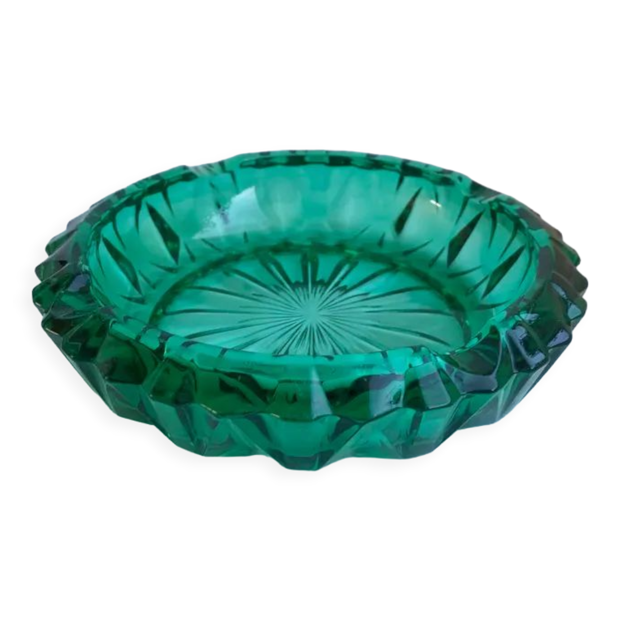 Green glass ashtray 60s-70s