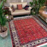 Square turkish kayseri rug 215x190 cm wool hand knotted vintage tribal beige