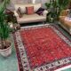 Square turkish kayseri rug 215x190 cm wool hand knotted vintage tribal beige
