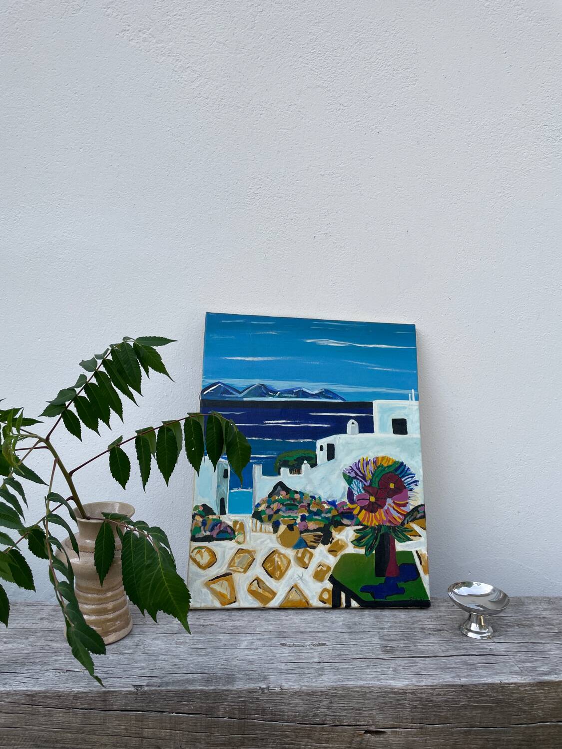 Huile sur toile paysage grecque