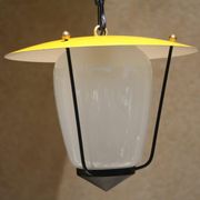 Vintage hanging lamp lampion, glass and metal years 1950