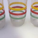 Lot de 7 verres tricolores ancien