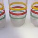 Set of 7 old tricolor glasses