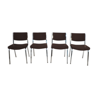 4 vintage chairs in tweed and chrome