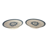 2 plates on foot Terre de fer Vermont & Blanchet circa 1900