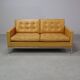 Florence Knoll two-seater sofa in mustard yellow leather, 1970