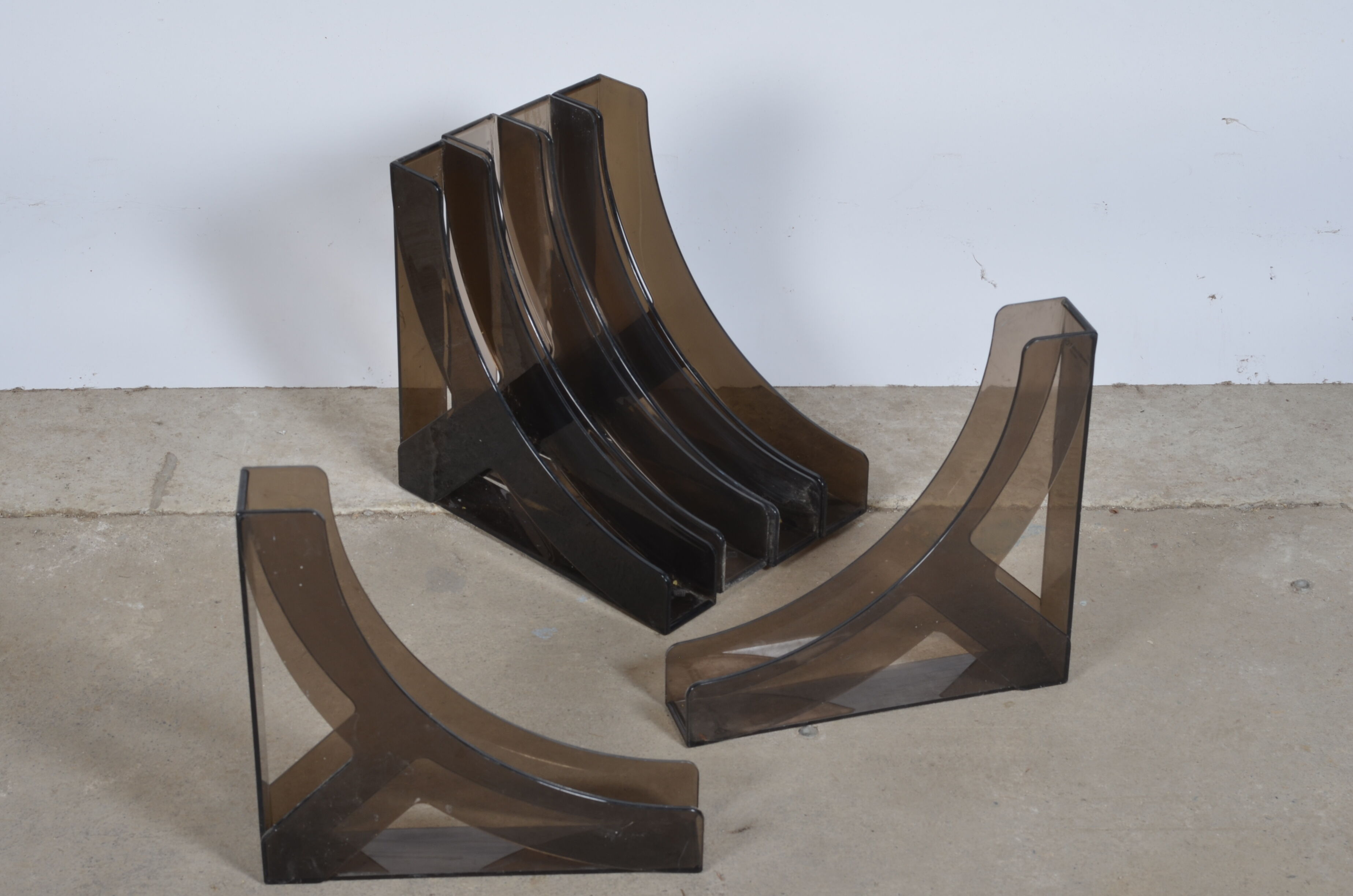 Boomerang plexiglass vinyl storage 1970