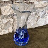 Large vintage blue glass vase