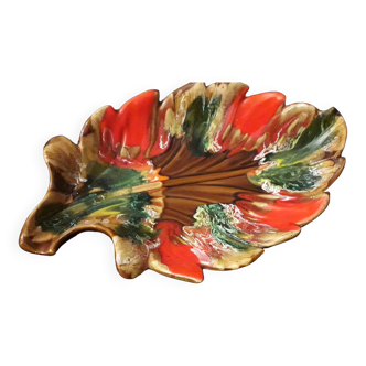 Vallauris ceramic vine leaf dish