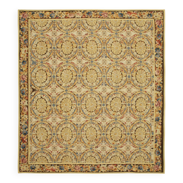 Handmade European Vintage Aubusson Kilim 338 cm x 381 cm